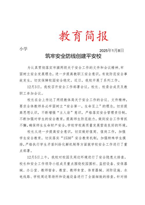 学校开展系列安全工作简报.docx