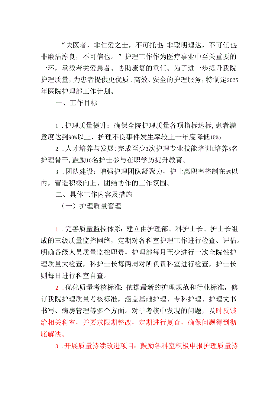 2025年医院护理部工作计划（详细版）.docx_第2页