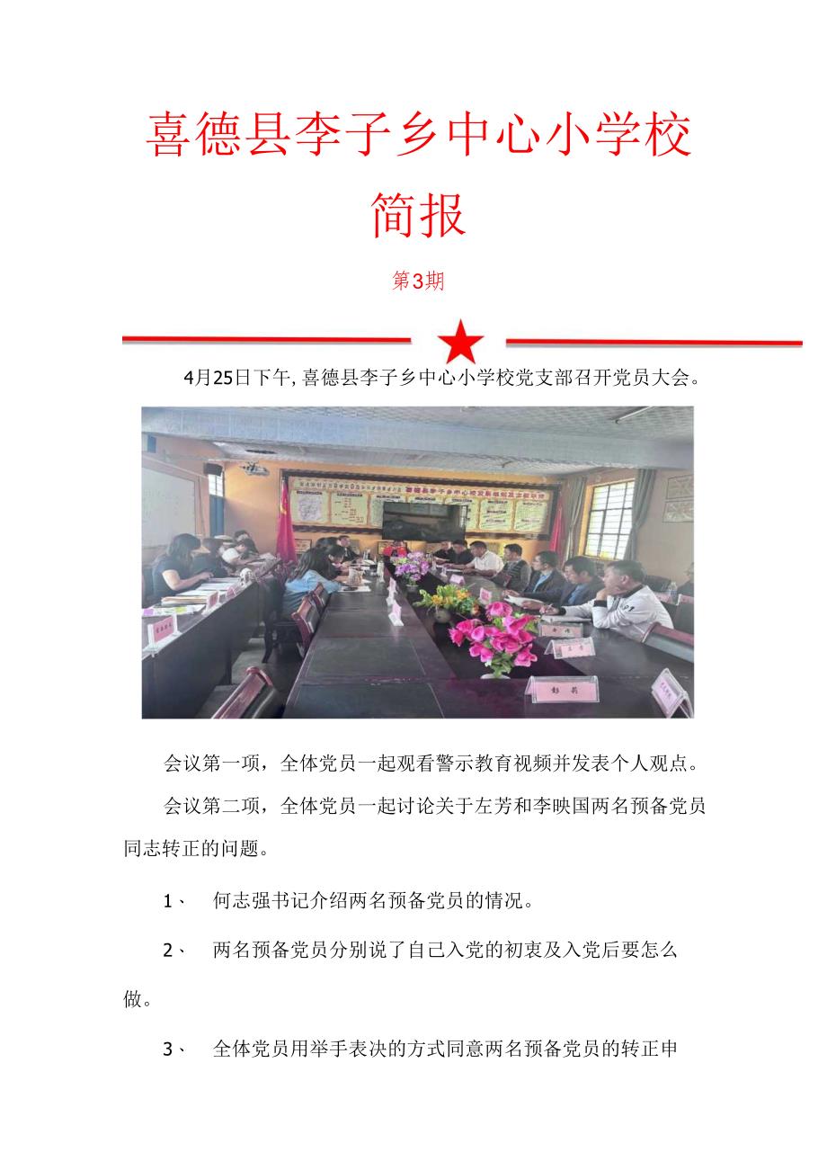 李子乡中心小学校工作简报.docx_第1页