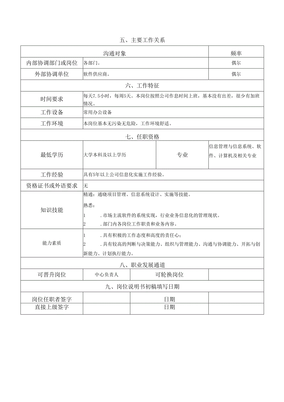 岗位说明书-信息管理中心-信息管理岗（经理）.docx_第2页