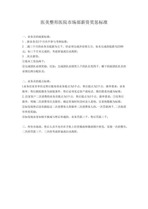 医美整形医院市场部薪资奖惩标准.docx
