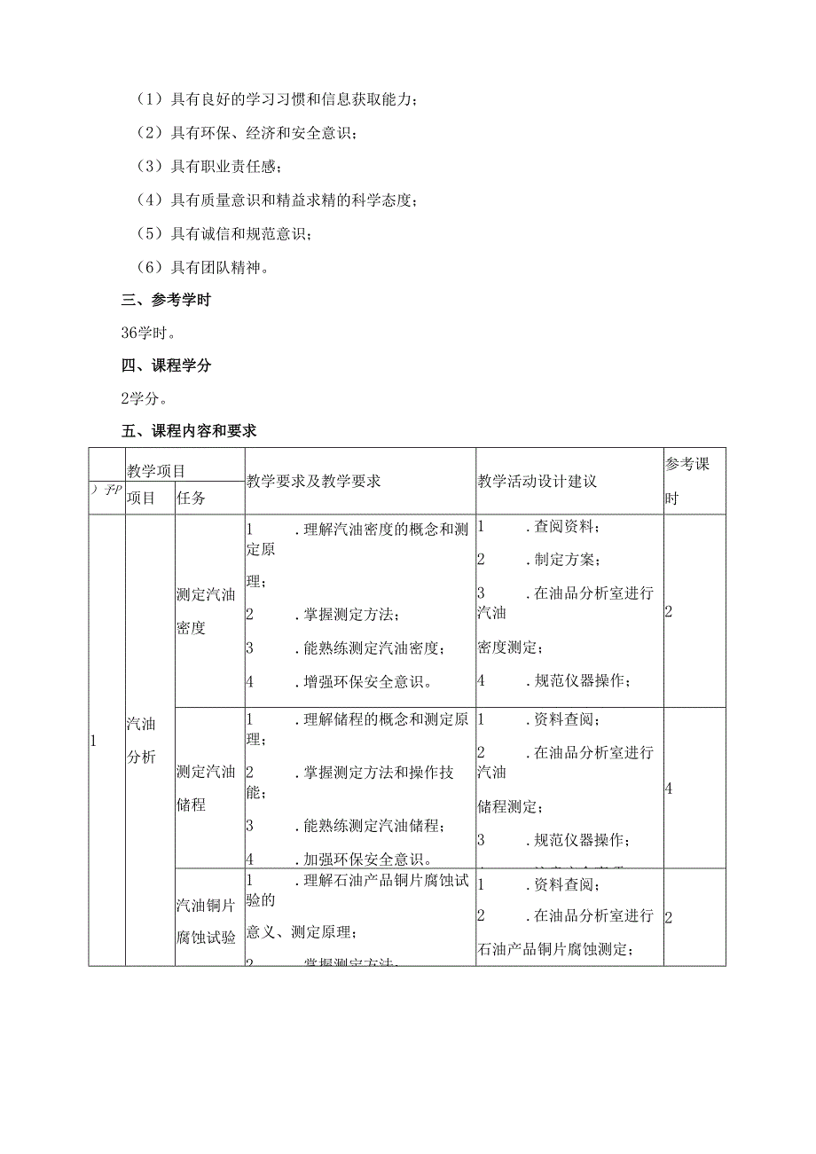油品分析课程标准.docx_第2页