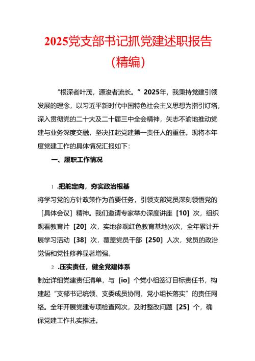 2025党支部书记抓党建述职报告（精编）.docx
