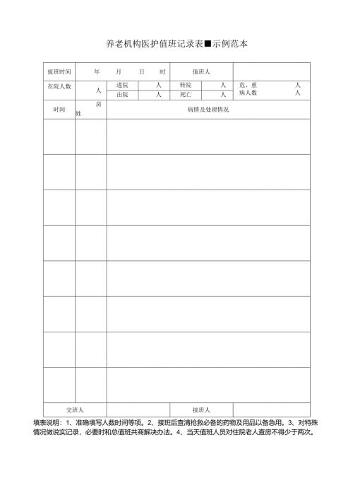 养老机构医护值班记录表-示例范本1-1-1.docx
