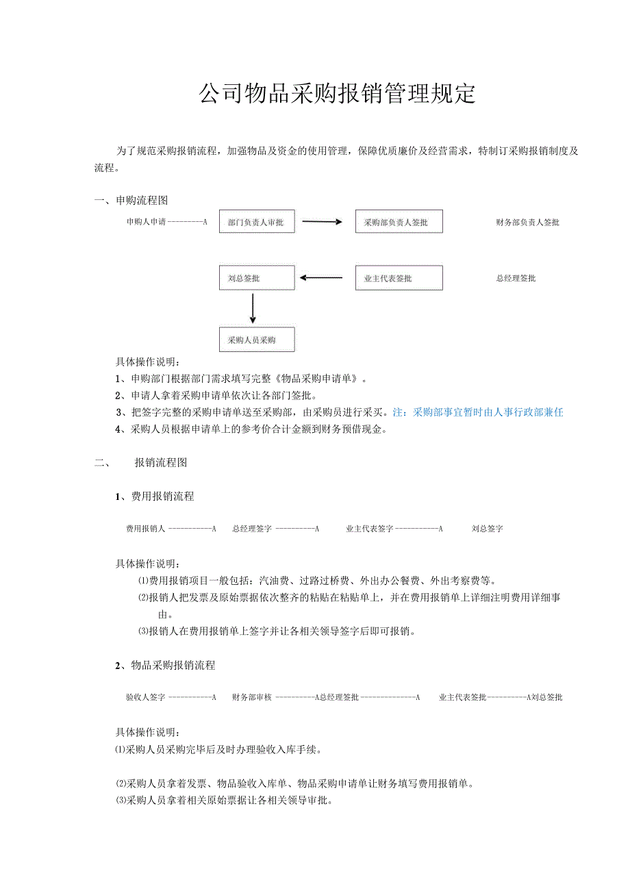 企业公司采购报销流程管理规定.docx_第1页