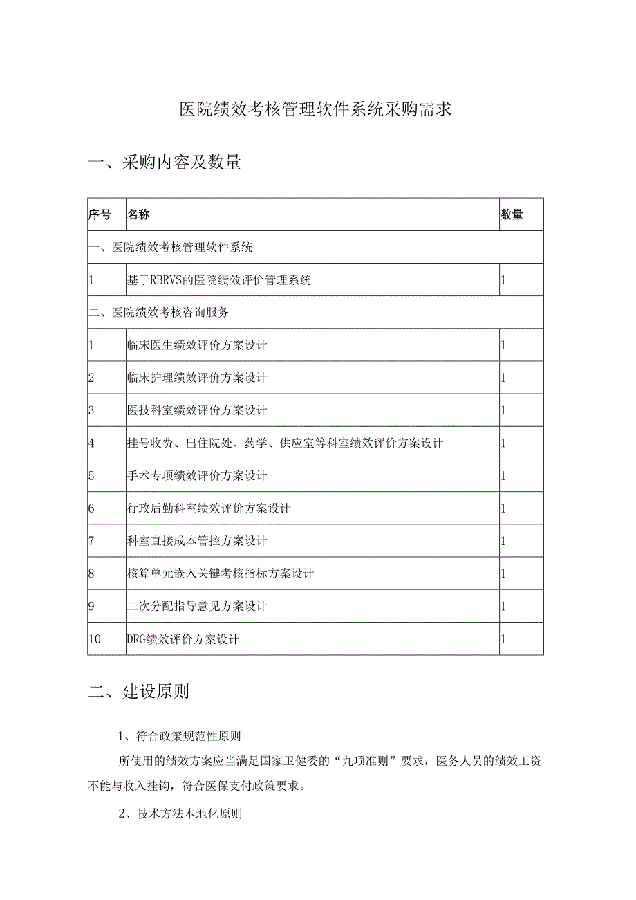 医院绩效考核管理软件系统采购需求.docx_第1页