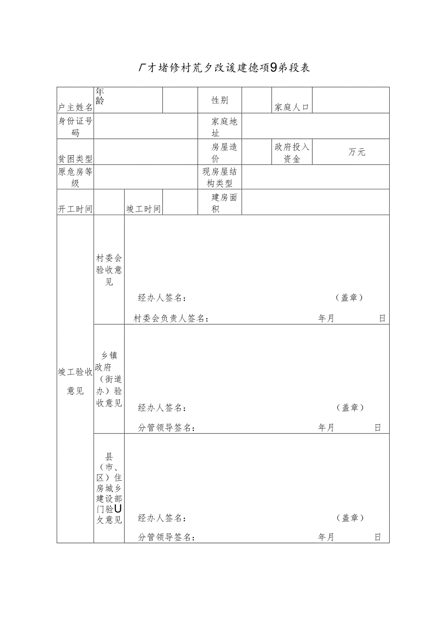 广东省农村危房改造建设项目验收表.docx_第1页