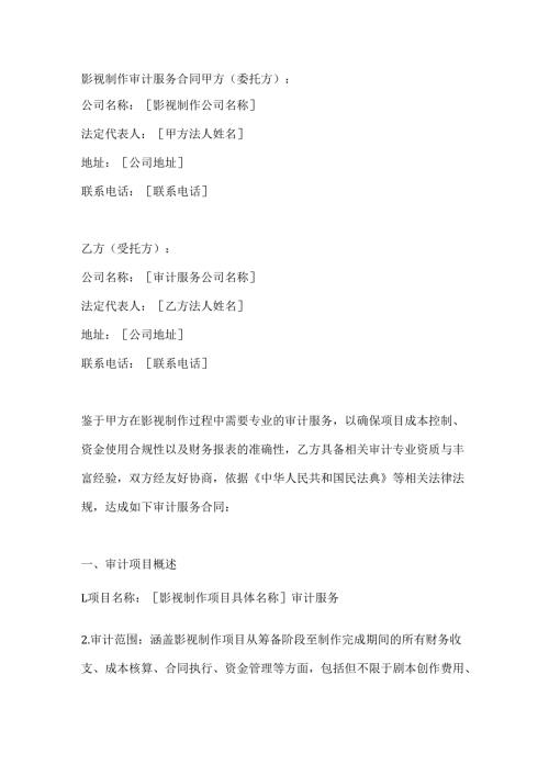 影视制作审计服务合同.docx