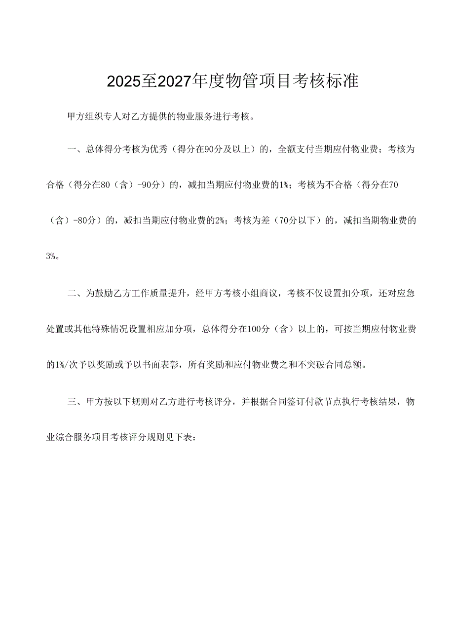 办公楼物业服务考核标准.docx_第1页