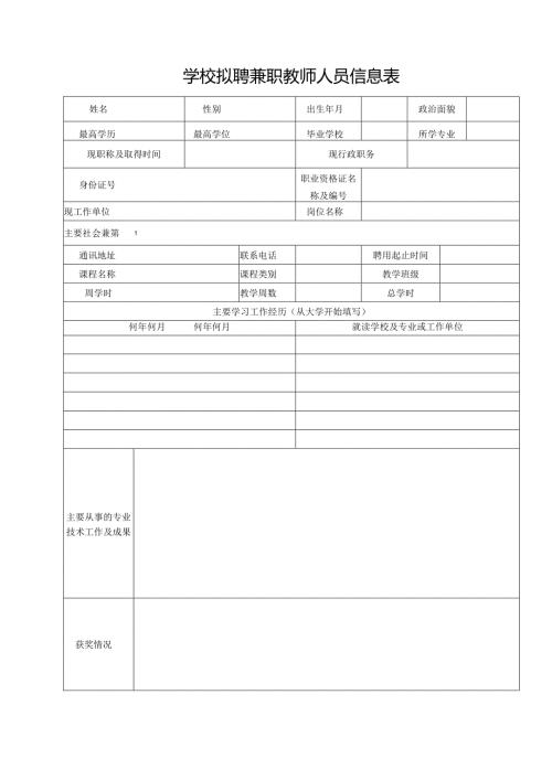 学校拟聘兼职教师人员信息表.docx