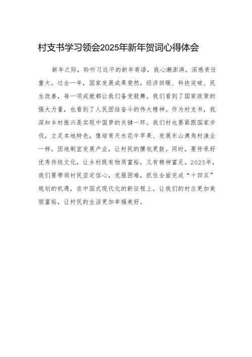 村支书学习领会2025年新年贺词心得体会.docx