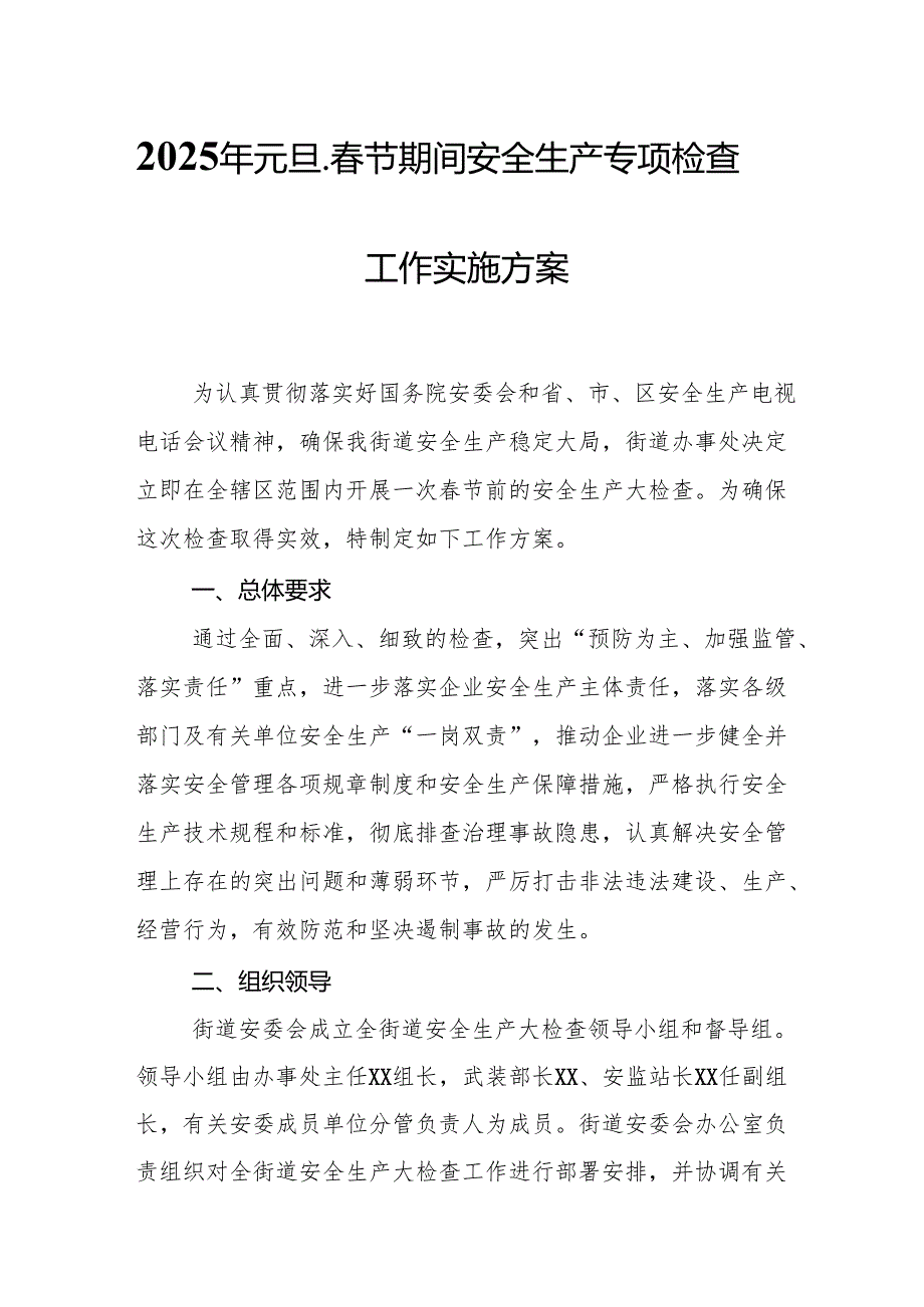 2025年乡镇开展《元旦、春节期间安全生产专项检查》工作方案 （3份）_88.docx_第1页