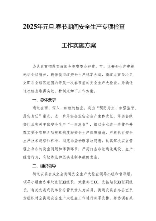 2025年乡镇开展《元旦、春节期间安全生产专项检查》工作方案 （3份）_88.docx