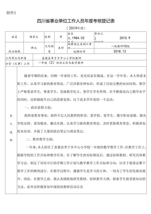 杨崇文年度考核登记表.docx