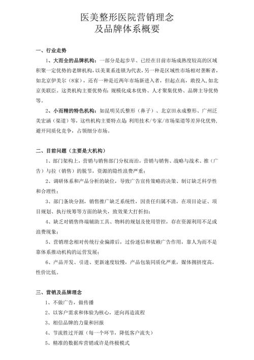 医美整形医院营销及品牌理念.docx