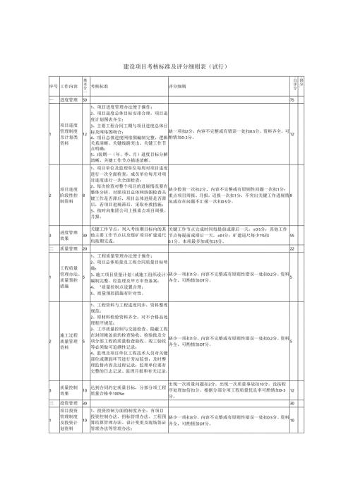 建设项目考核标准及评分细则表.docx