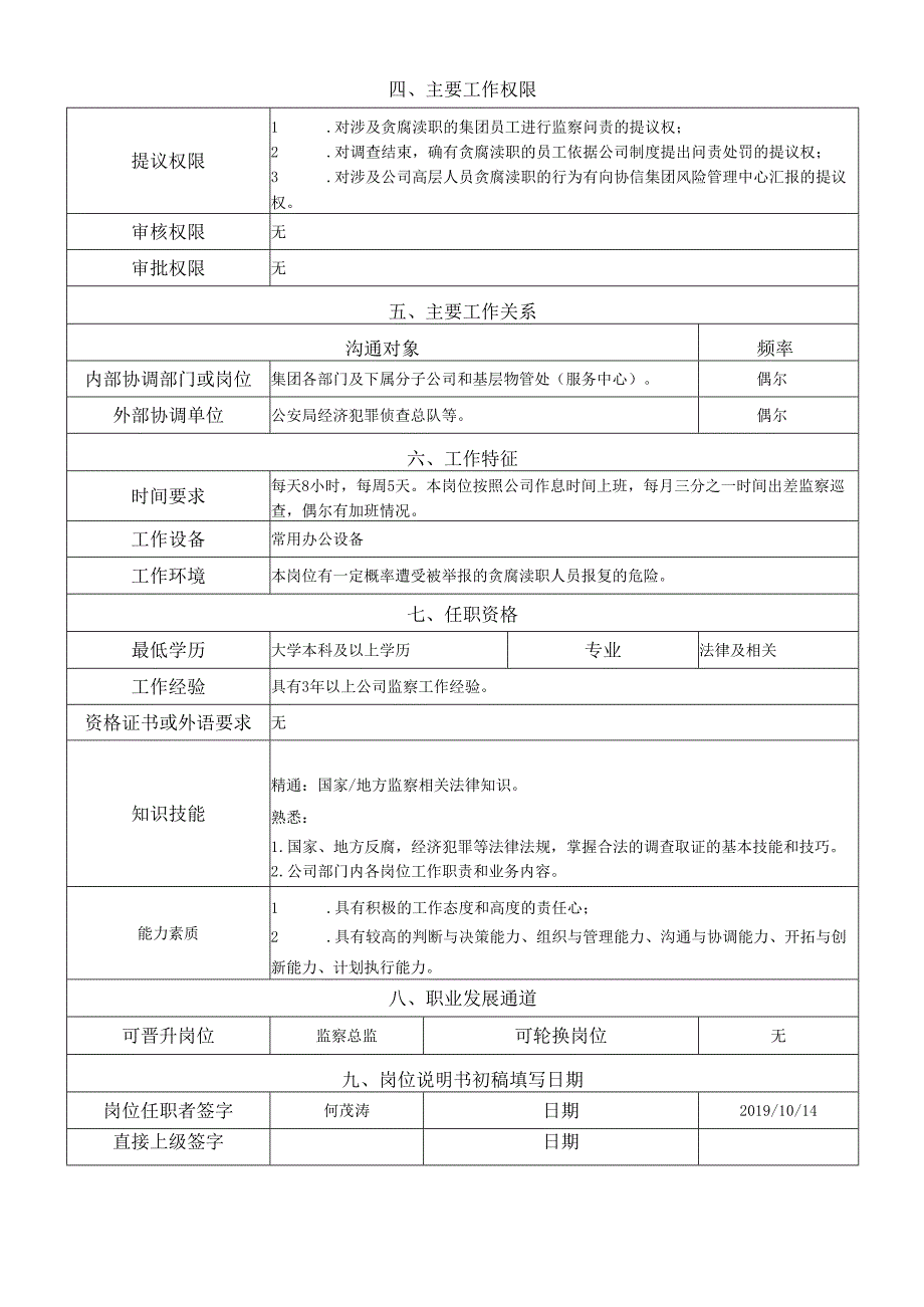 岗位说明书-风险管理中心-纪检监察岗.docx_第2页