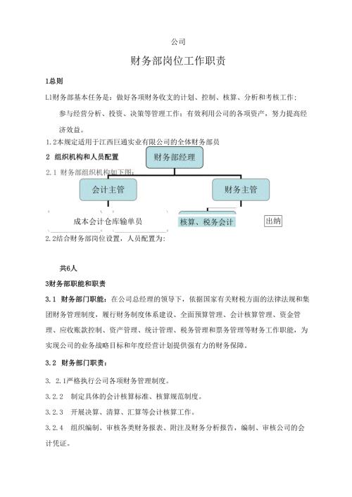 企业公司财务部岗位职责.docx