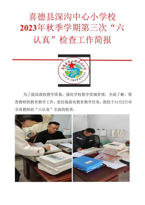 喜德县深沟小学“六认真”检查工作简报.docx