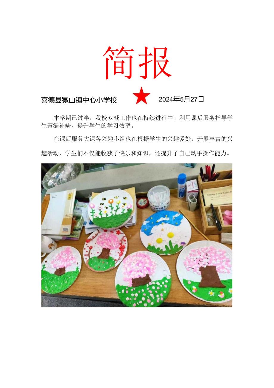 喜德县冕山镇中心小学校5月双减工作简报.docx_第1页