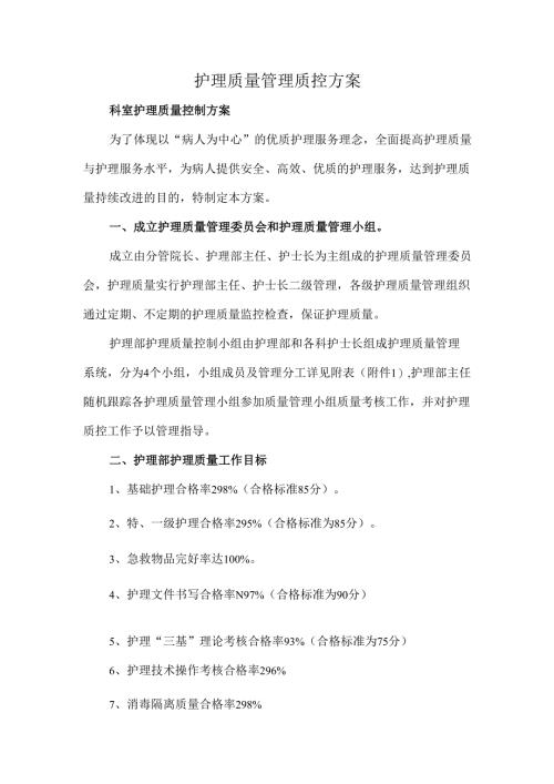 护理质量管理质控方案.docx