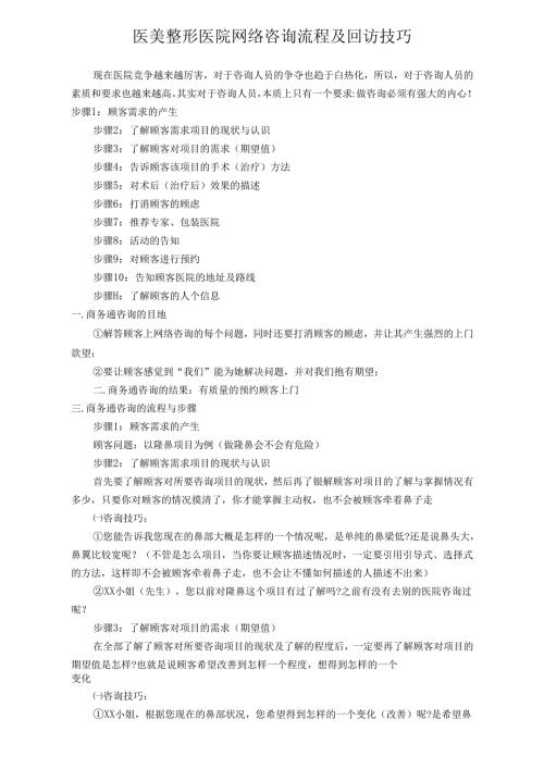 医美整形医院网络咨询流程及回访技巧.docx