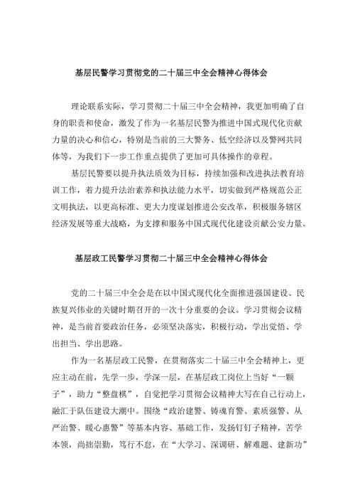 （11篇）基层民警学习贯彻党的二十届三中全会精神心得体会专题资料.docx