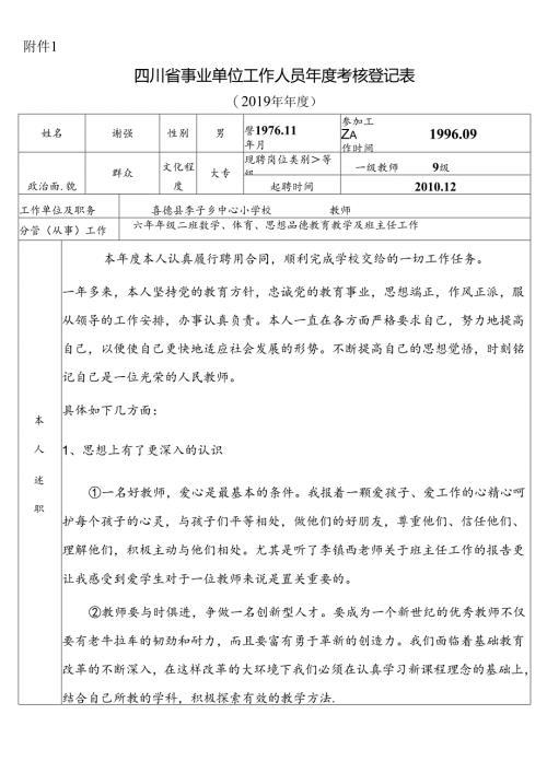 谢强年度考核登记表.docx
