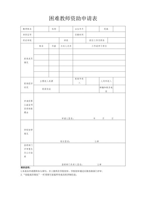 困难教师资助申请表.docx