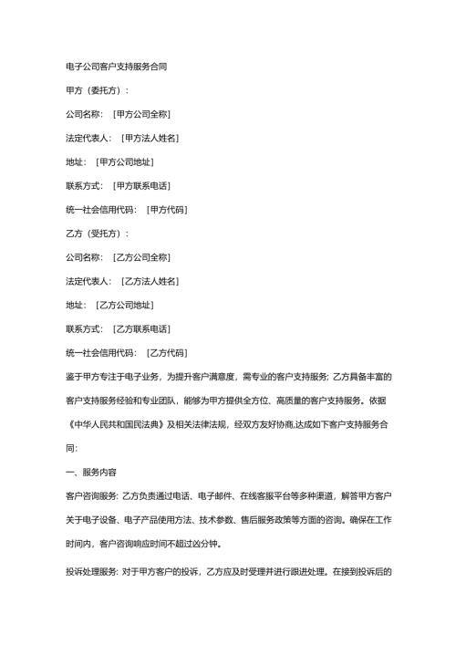 电子公司客户支持服务合同.docx
