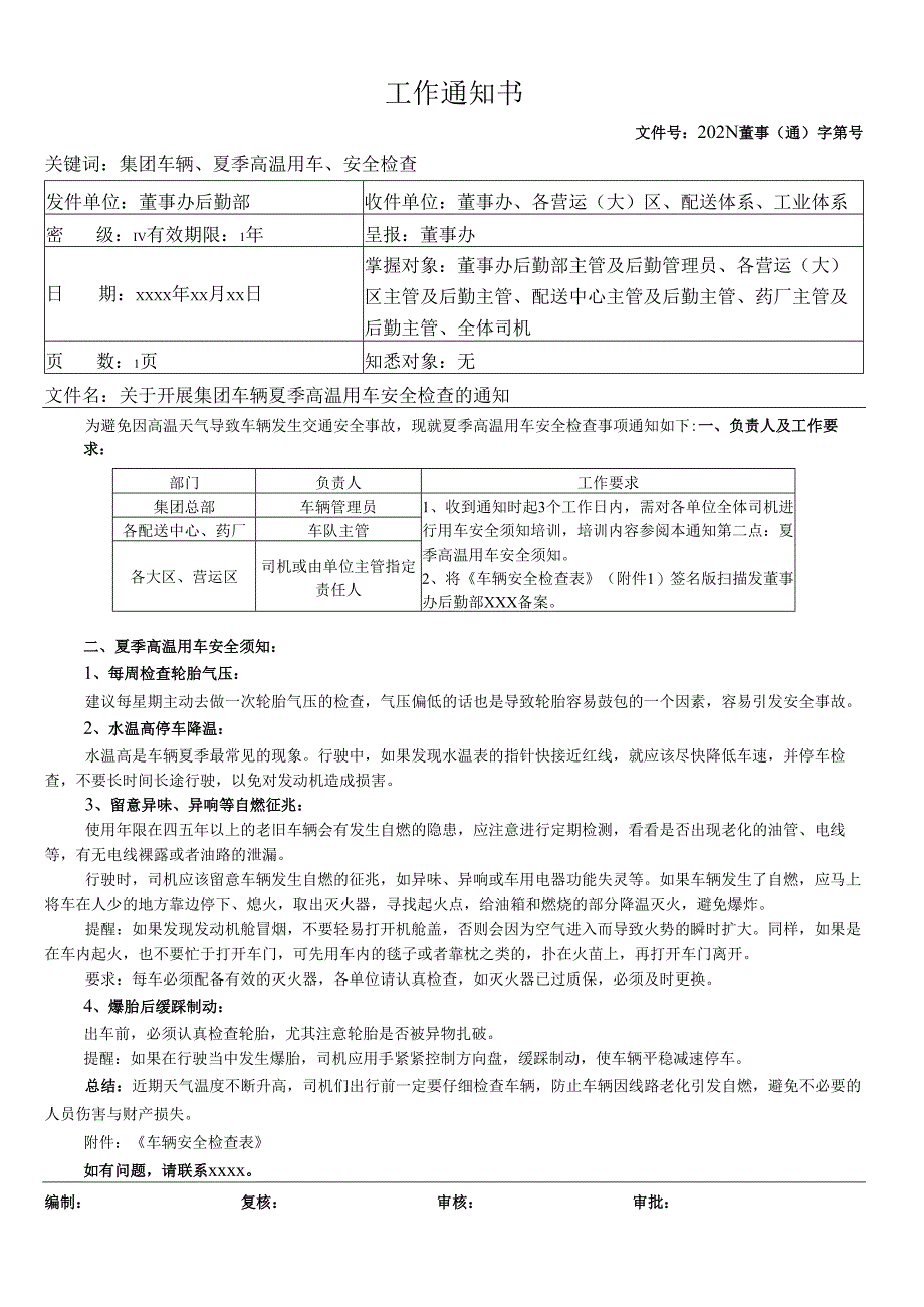 关于开展集团车辆夏季高温用车安全检查的通知.docx_第1页