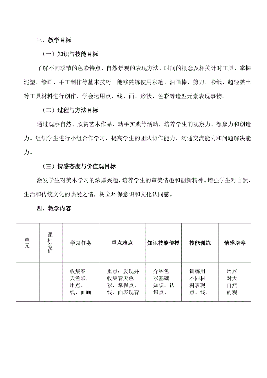 2024版新教材（2025春）人美版一年级美术教学工作计划含进度表.docx_第3页