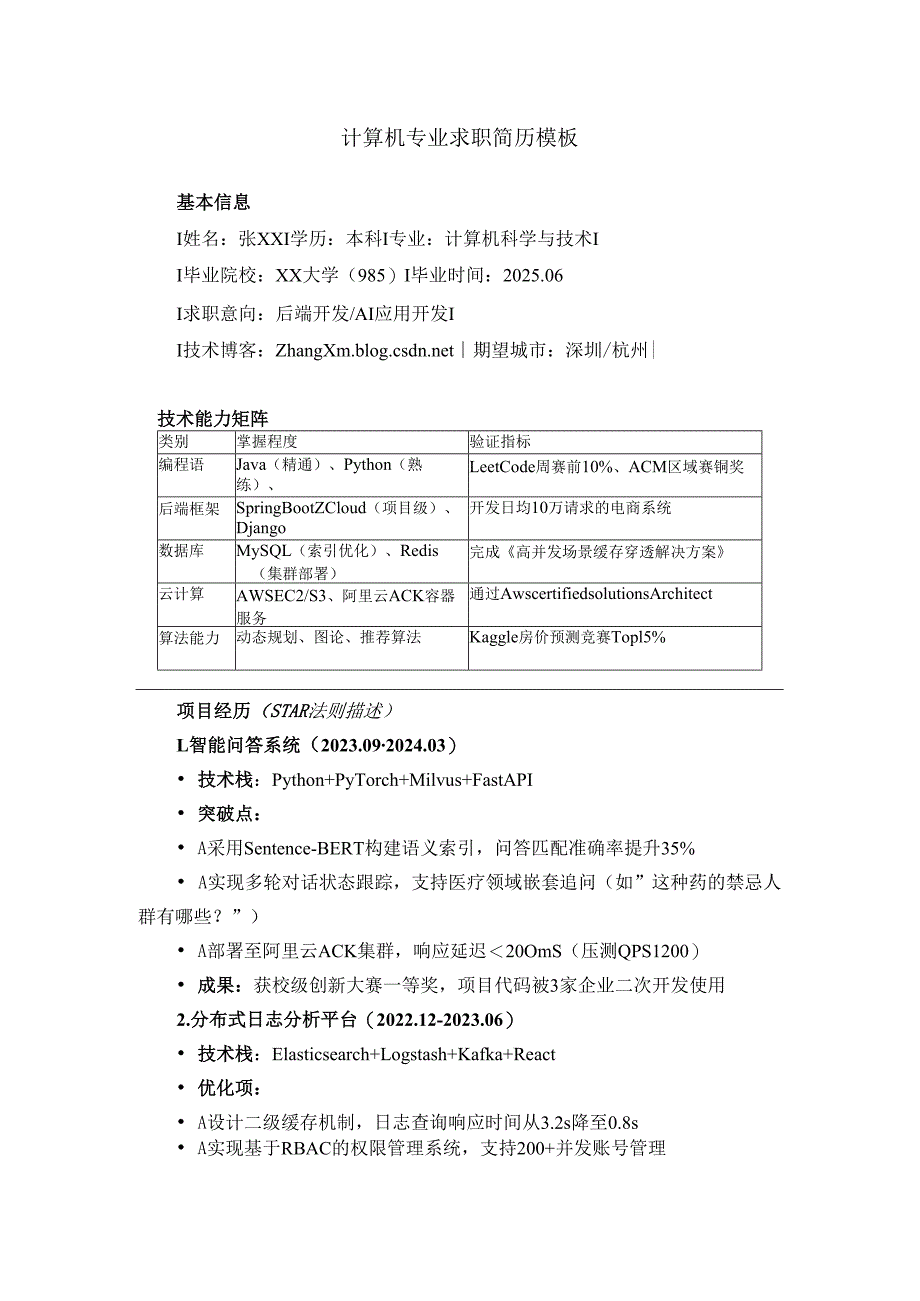 计算机专业大学毕业生简历和求职信.docx_第3页