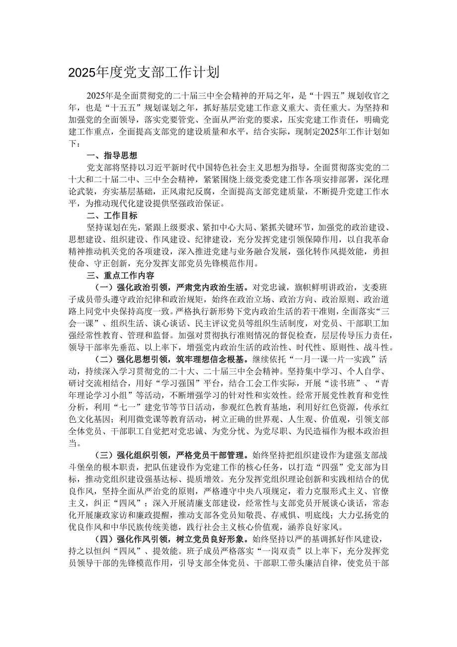 2025年度党支部工作计划.docx_第1页