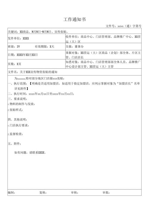 关于门店宣传物资张贴通知（模板）.docx