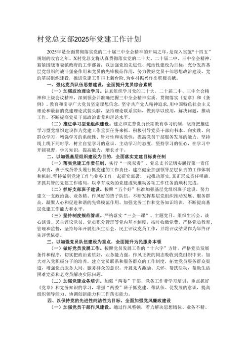 村党总支部2025年党建工作计划.docx