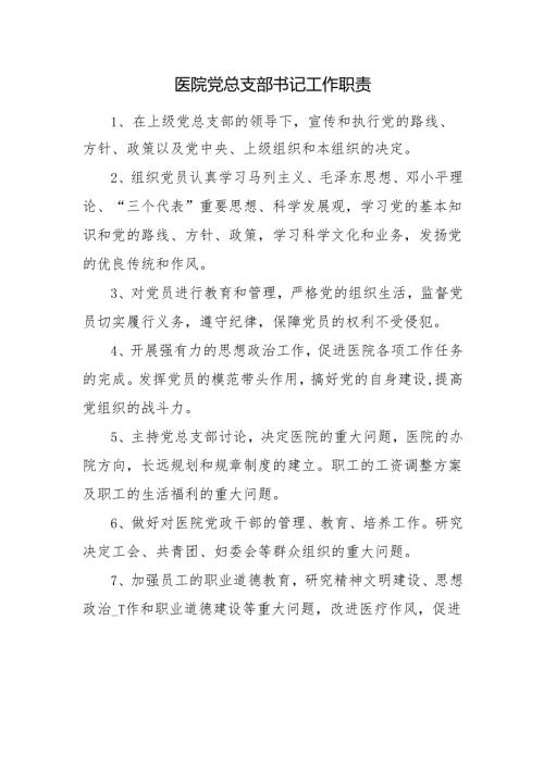 医院党总支部书记工作职责.docx