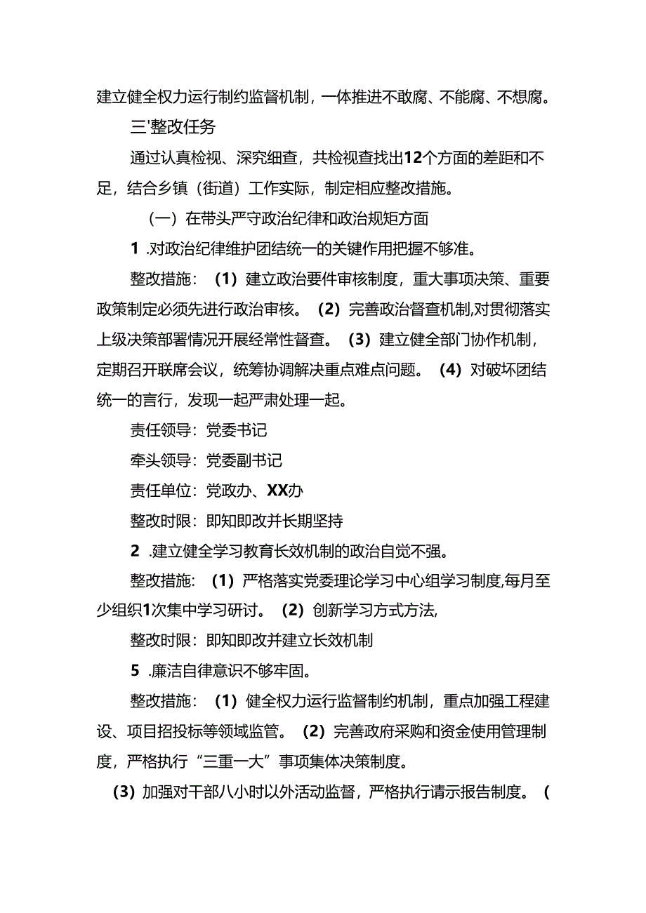 2024年度民主生活班子查摆问题整改方案 5篇.docx_第3页
