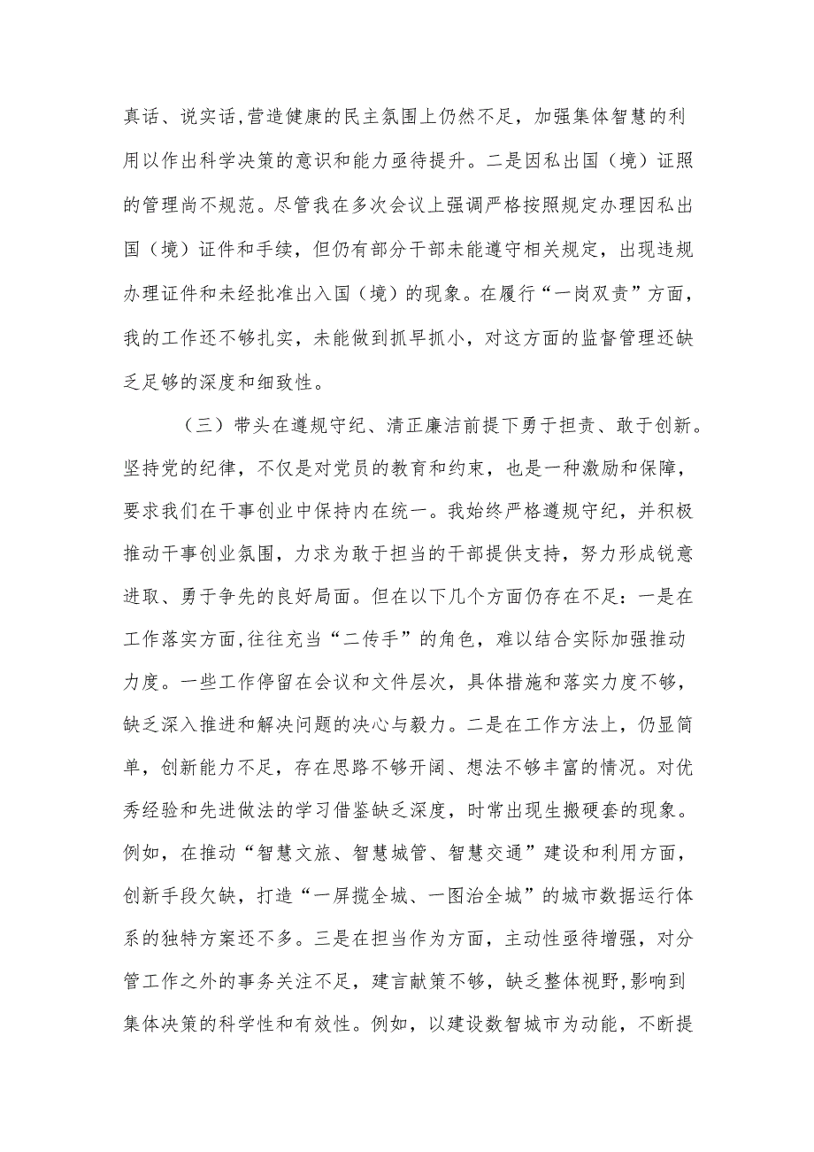 最新副县长2024年度民主生活个人四个带头检查材料Word文档.docx_第2页