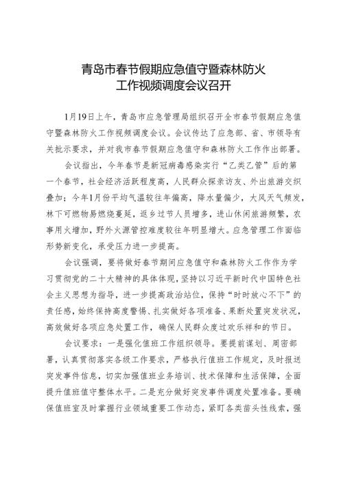 在春节期间值班工作部署会上的讲话提纲 - 青岛政务网.docx