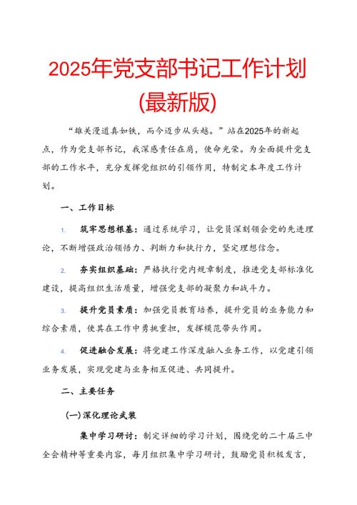 2025年党支部书记工作计划 .docx