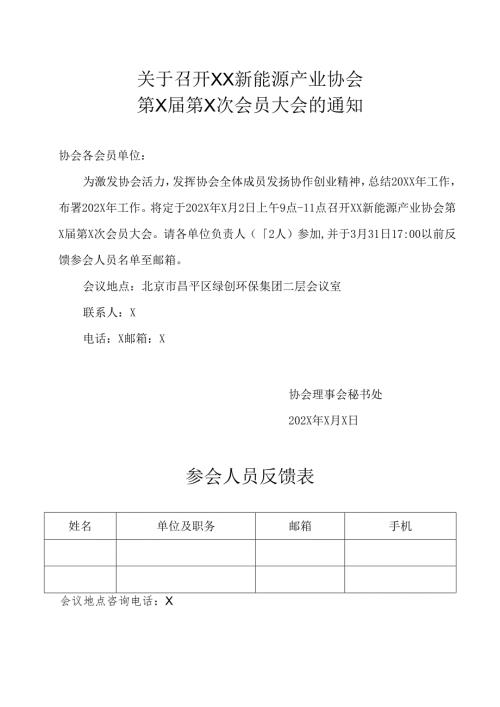 关于召开XX新能源产业协会第X届第X次会员大会的通知（2025年）.docx
