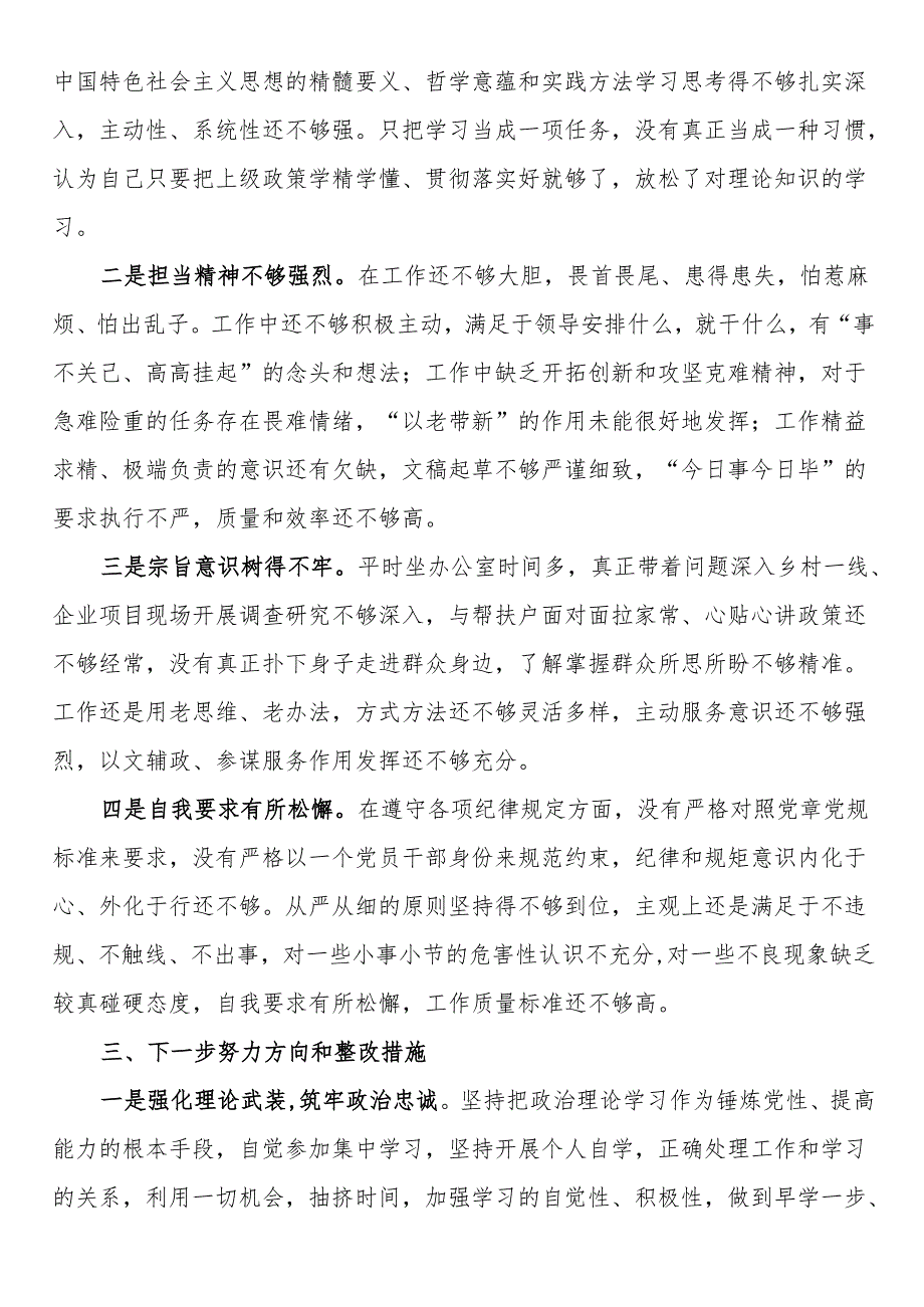 2024年度组织生活会发言提纲.docx_第3页