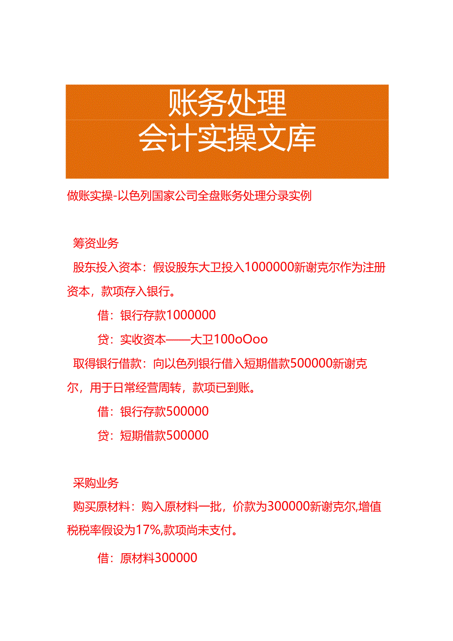 做账实操-以色列国家公司全盘账务处理分录实例.docx_第1页