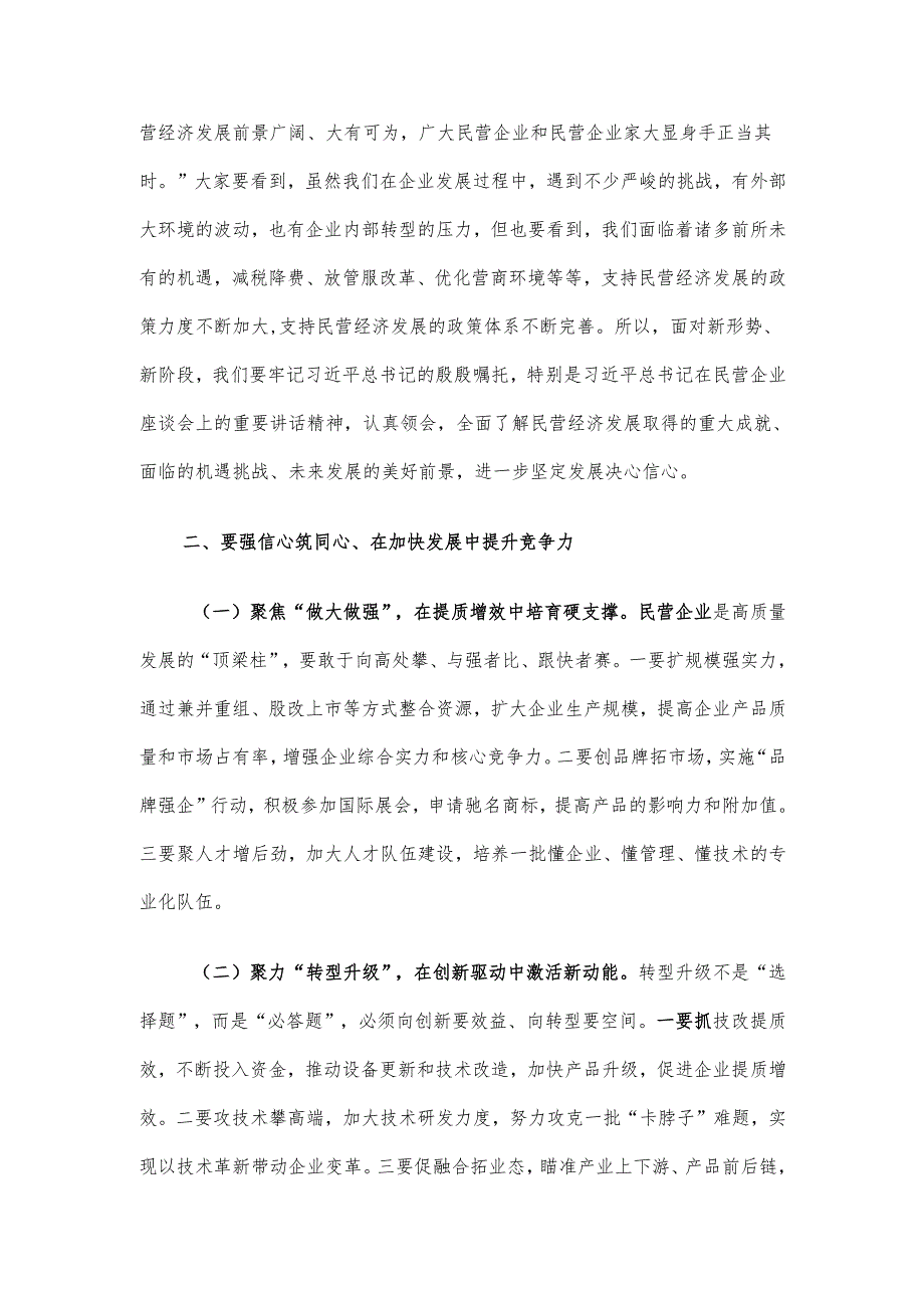 在2025年民营企业座谈会上的讲话材料.docx_第2页