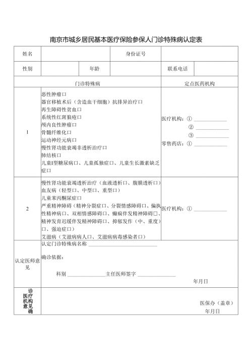 南京市城乡居民基本医疗保险参保人门诊特殊病认定表.docx