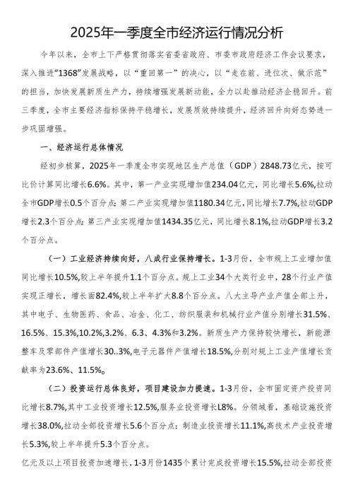 2025年一季度全市经济运行情况分析.docx