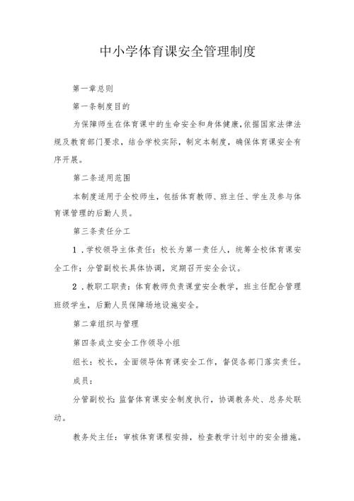中小学体育课安全管理制度.docx