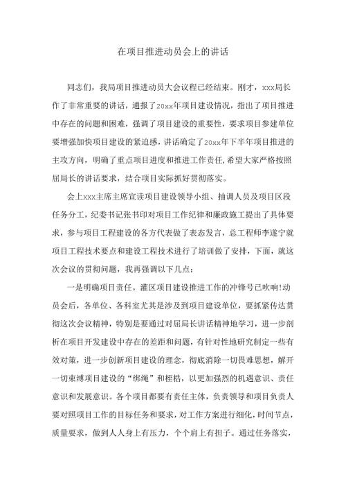 在项目推进动员会上的讲话.docx