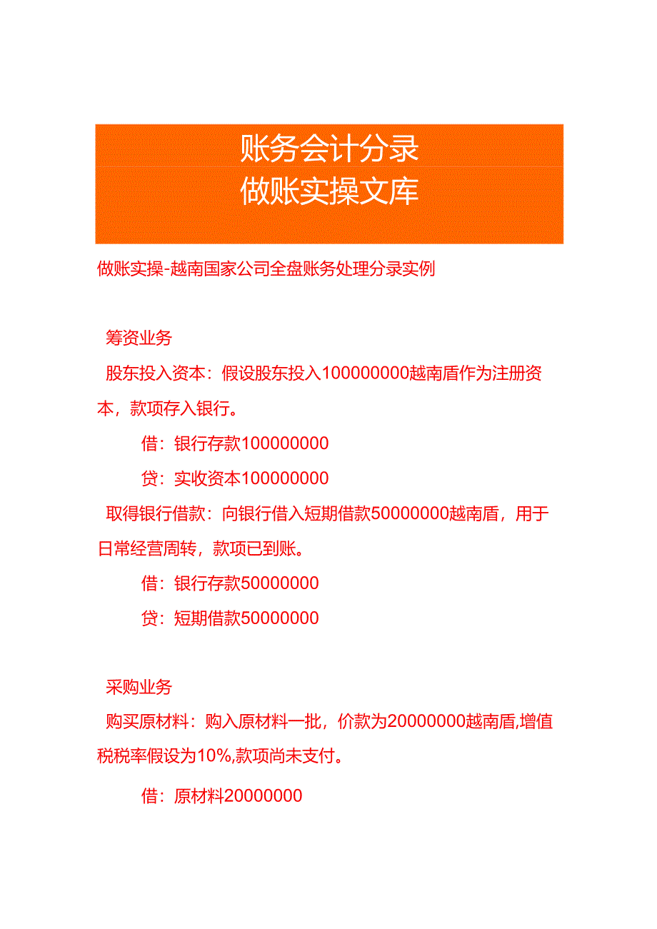 做账实操-越南国家公司全盘账务处理分录实例.docx_第1页